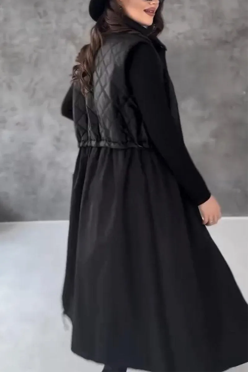 Women's Casual Lapel Sleeveless Patchwork Jacket